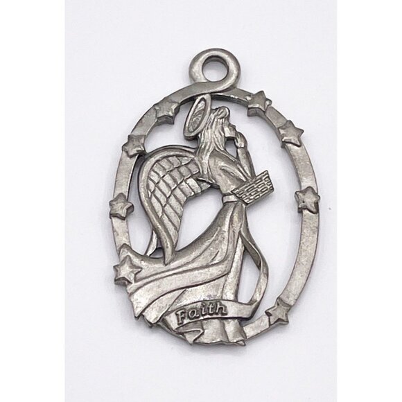 1999 Longaberger Faith Angel Pewter Ornament | Stars & Basket | - Picture 1 of 4
